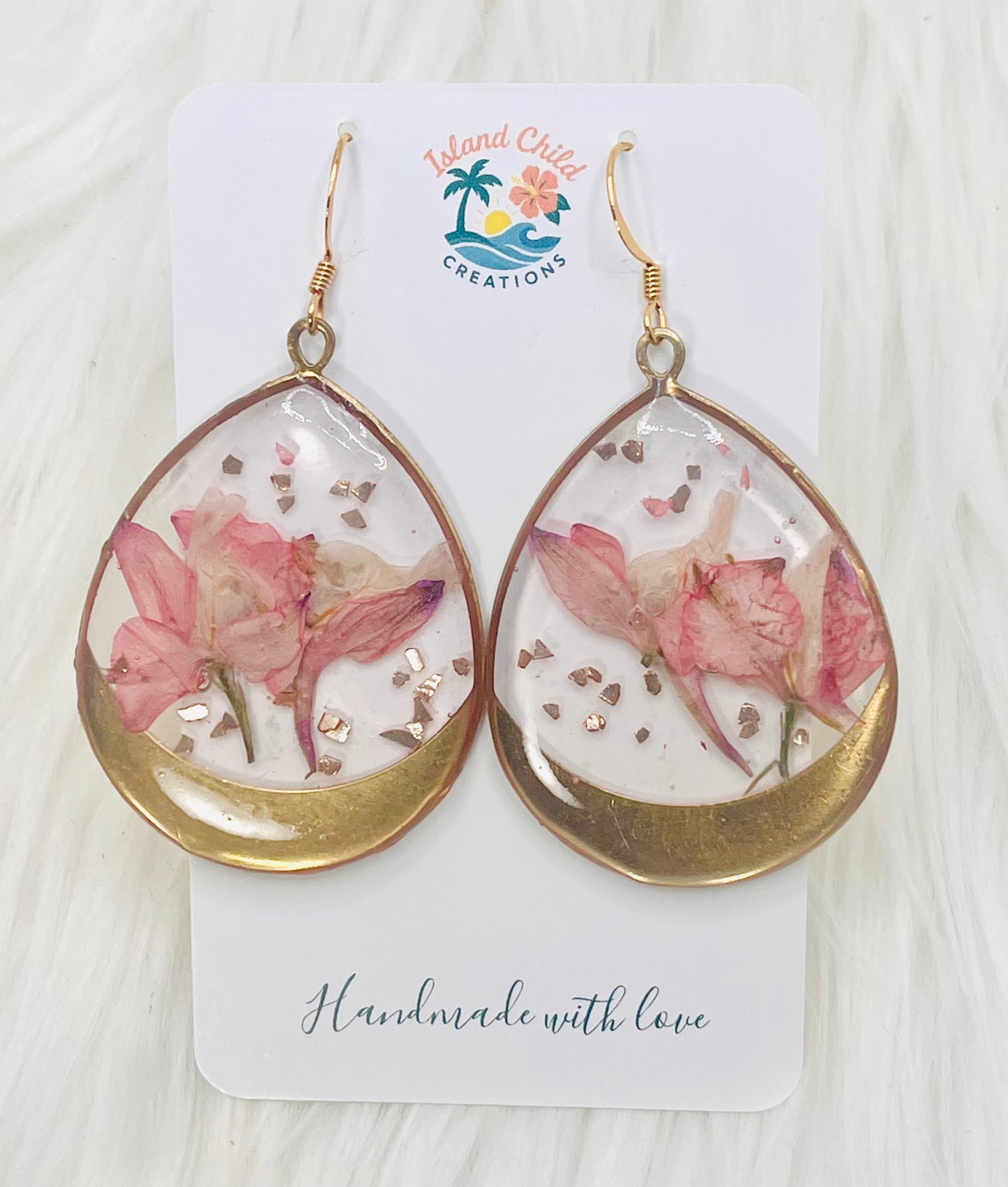 LARGE PINK FLORAL DANGLES