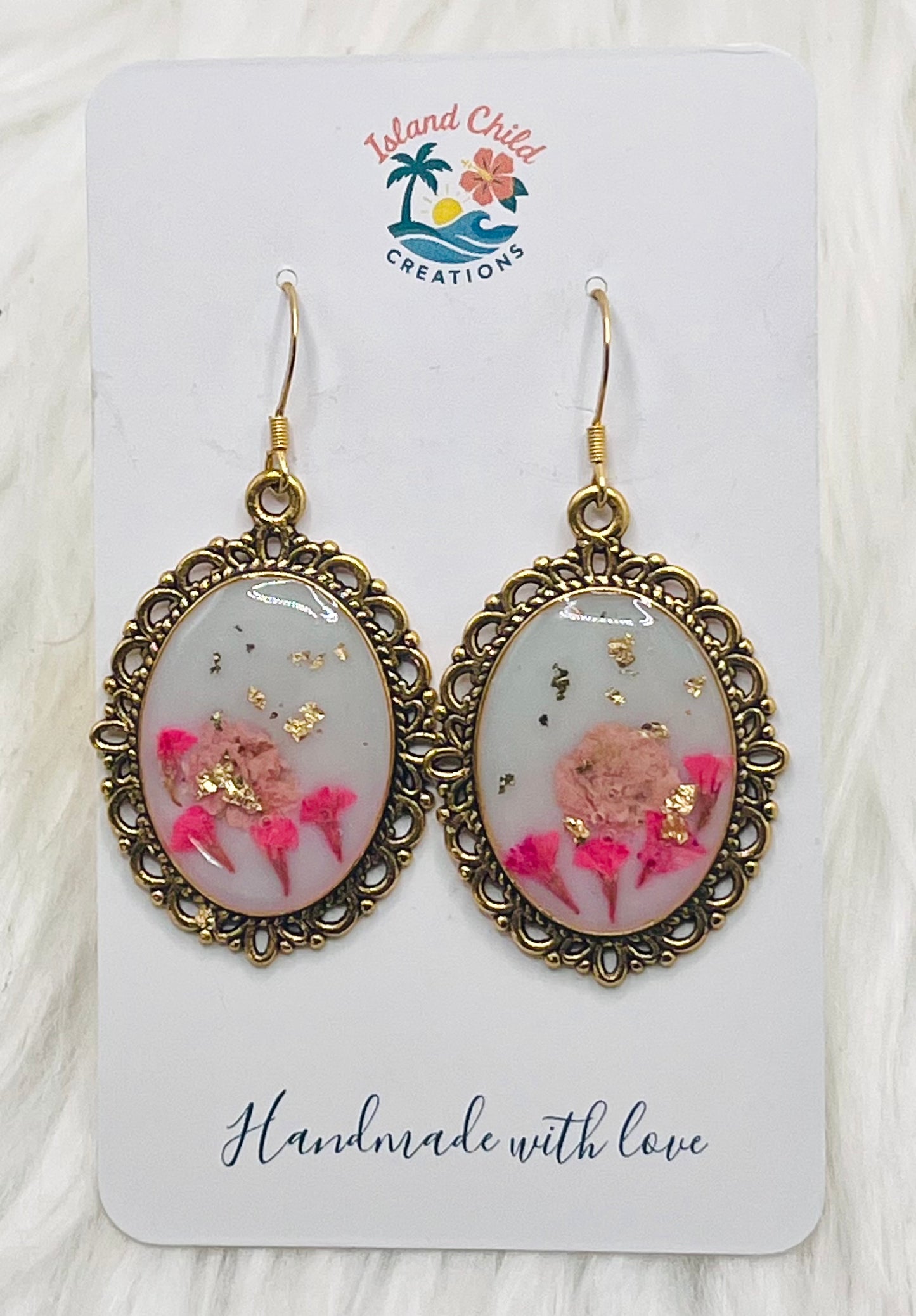 VINTAGE PINK FLORAL DANGLES