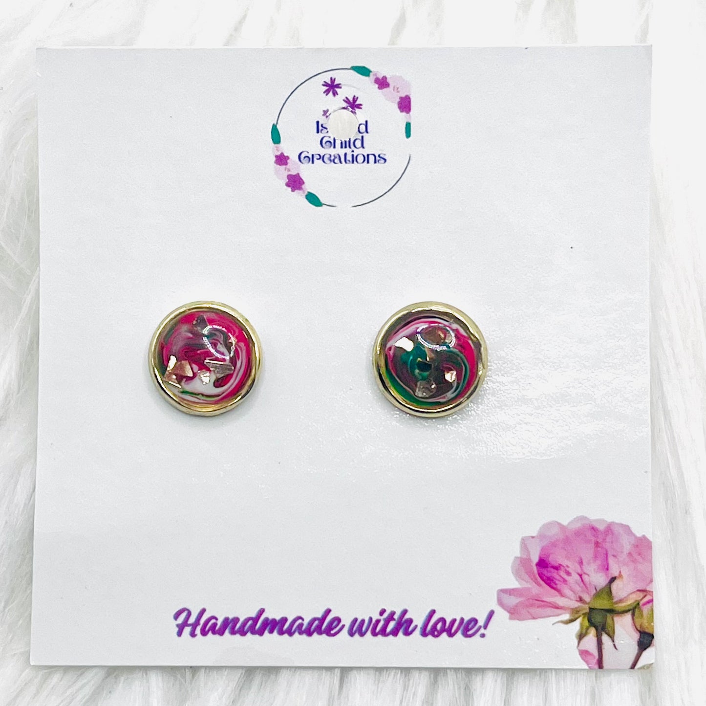 RED & GREEN SWIRL STUDS