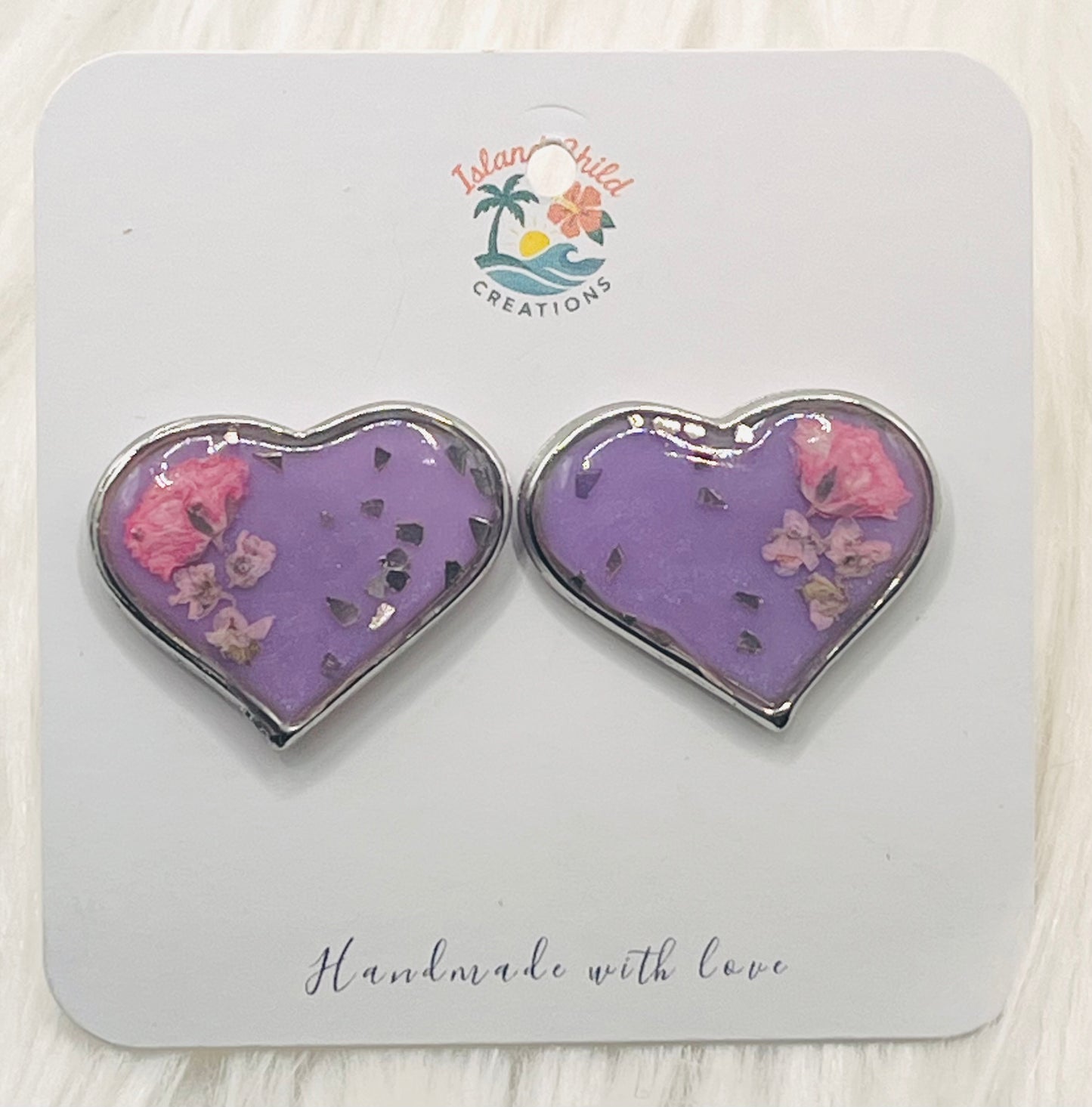 LARGE PURPLE FLORAL STUDS