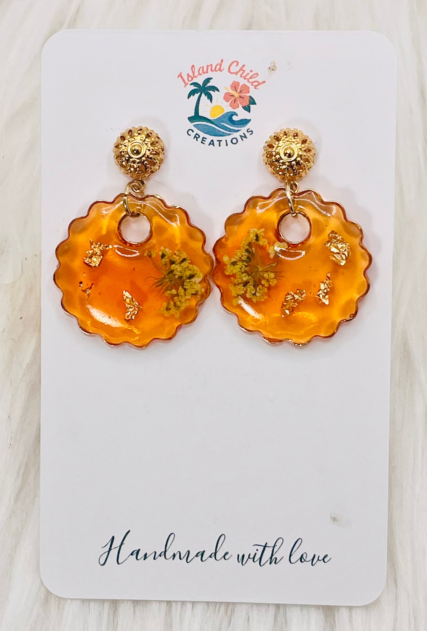 CIRCULAR ORANGE FLORAL DANGLES
