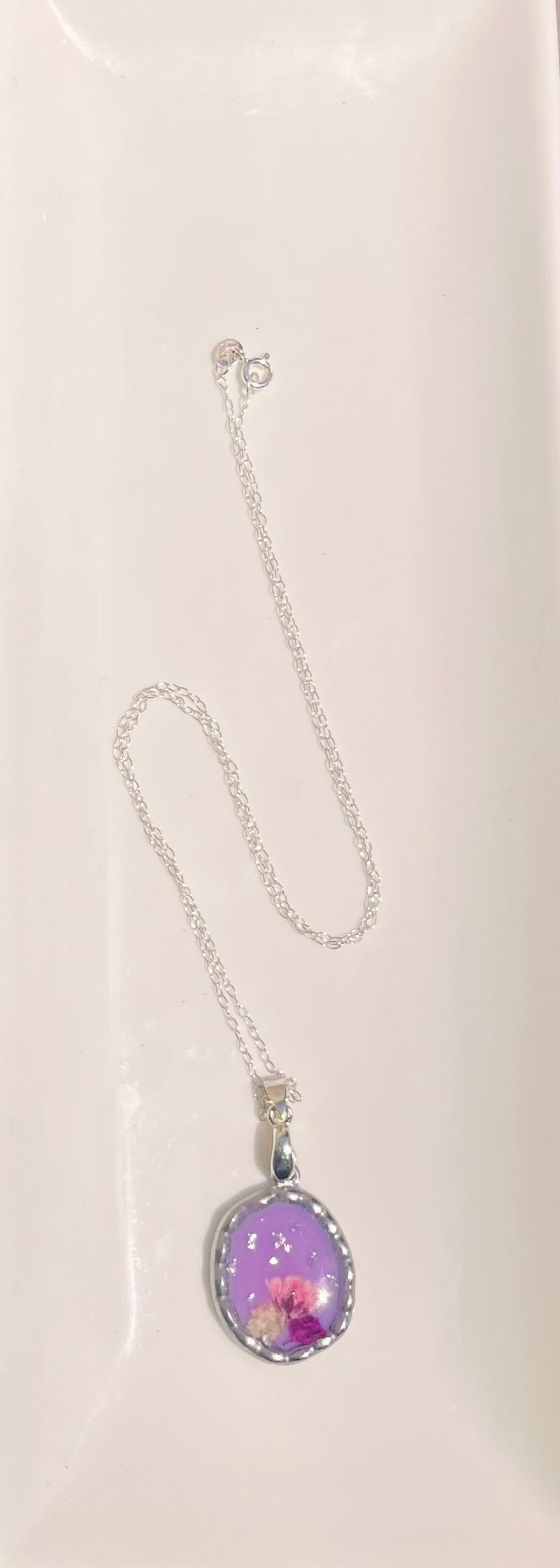 SILVER LILAC FLORAL NECKLACE
