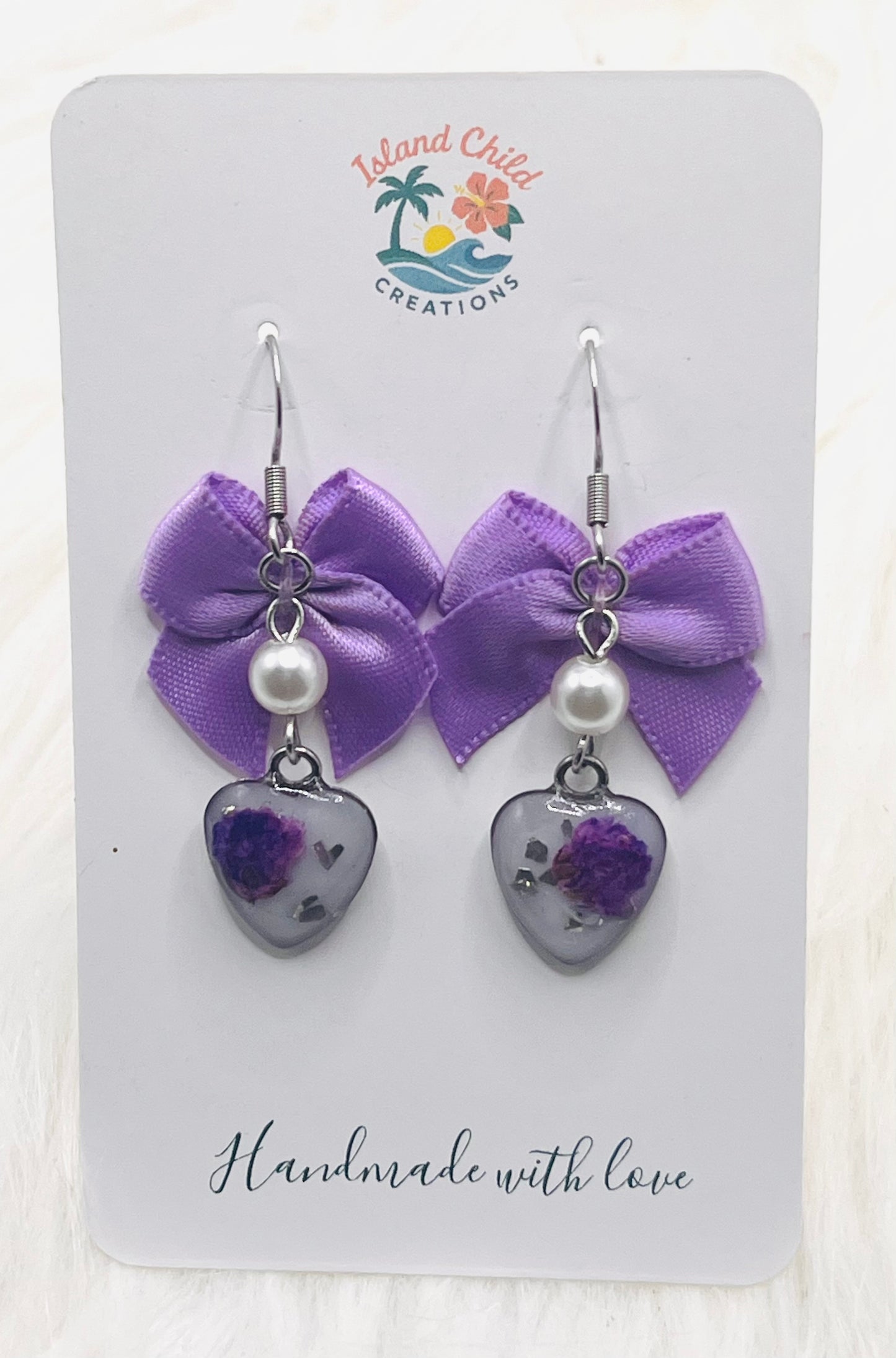 PURPLE BOW FLORAL DANGLES