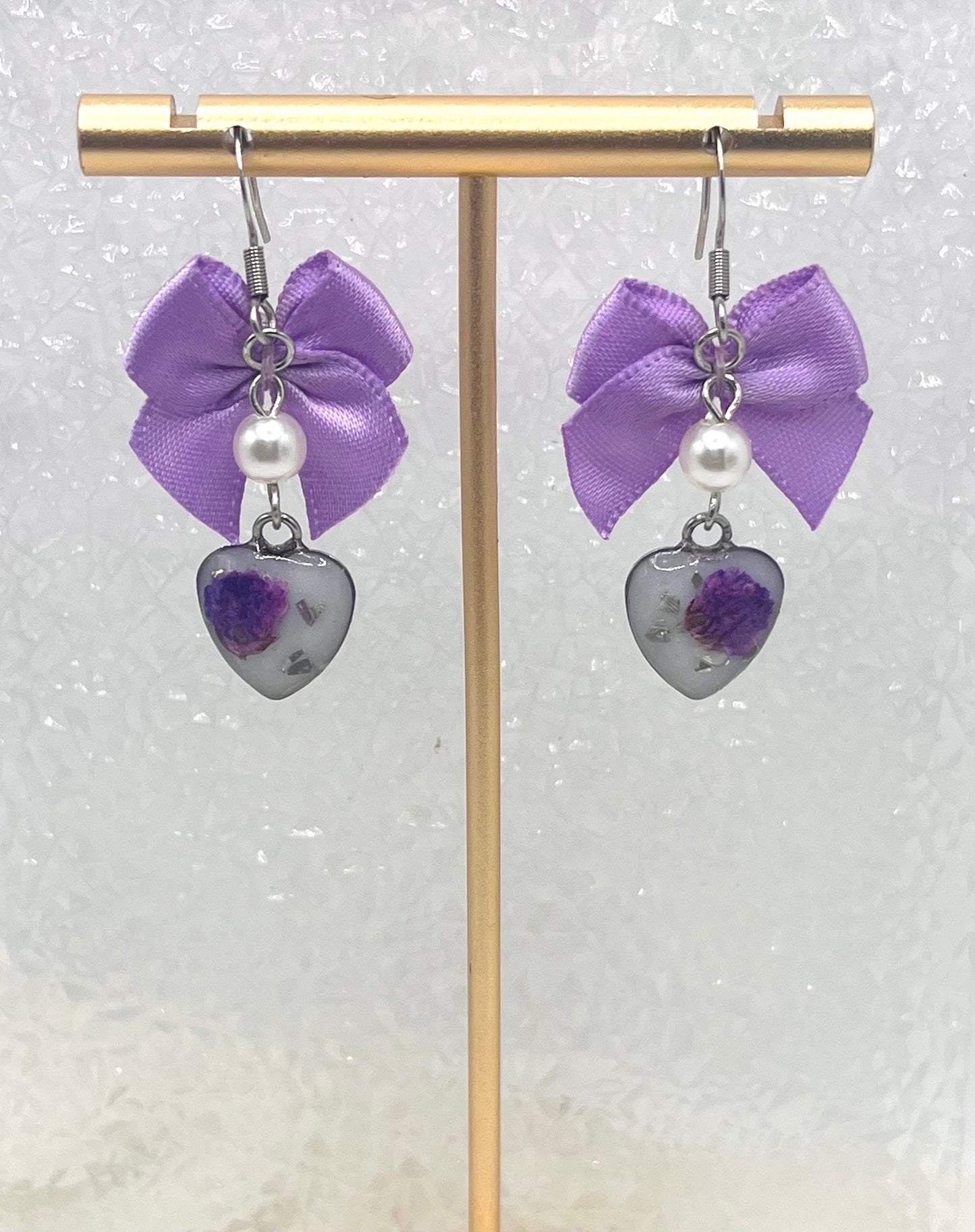 PURPLE BOW FLORAL DANGLES