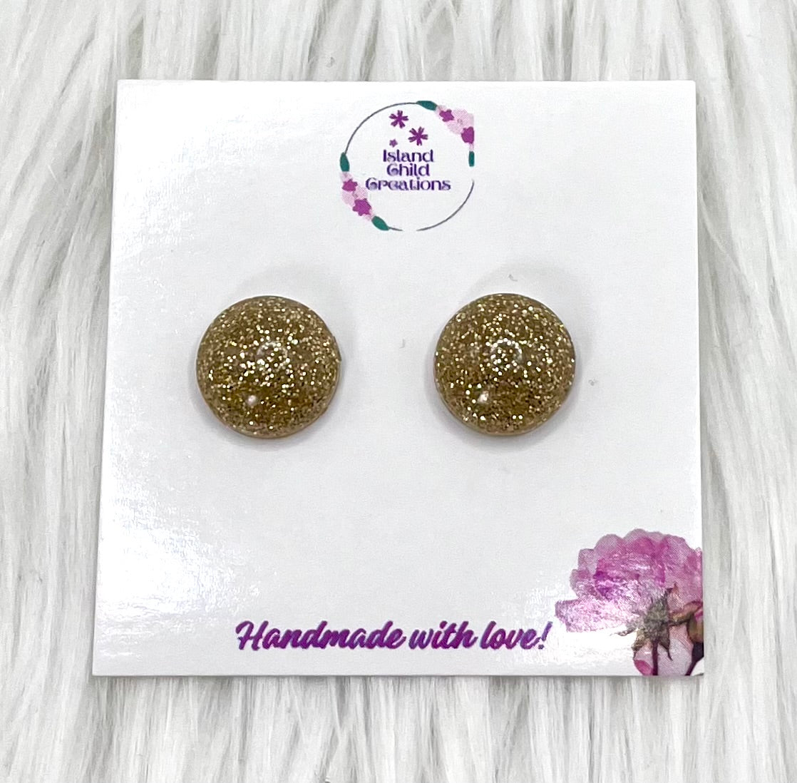 GOLD GLITTER SPARKLY STUDS
