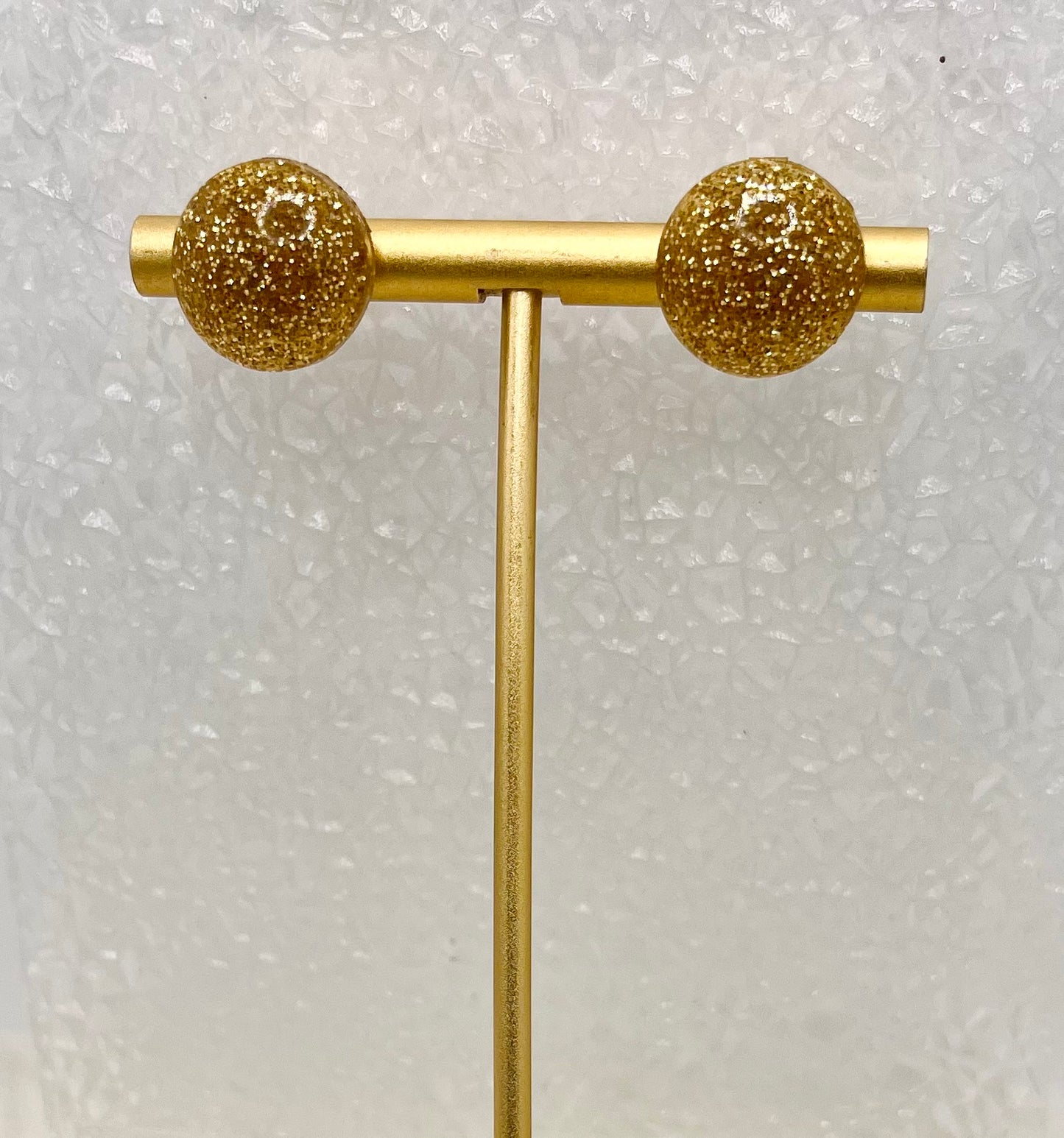 GOLD GLITTER SPARKLY STUDS