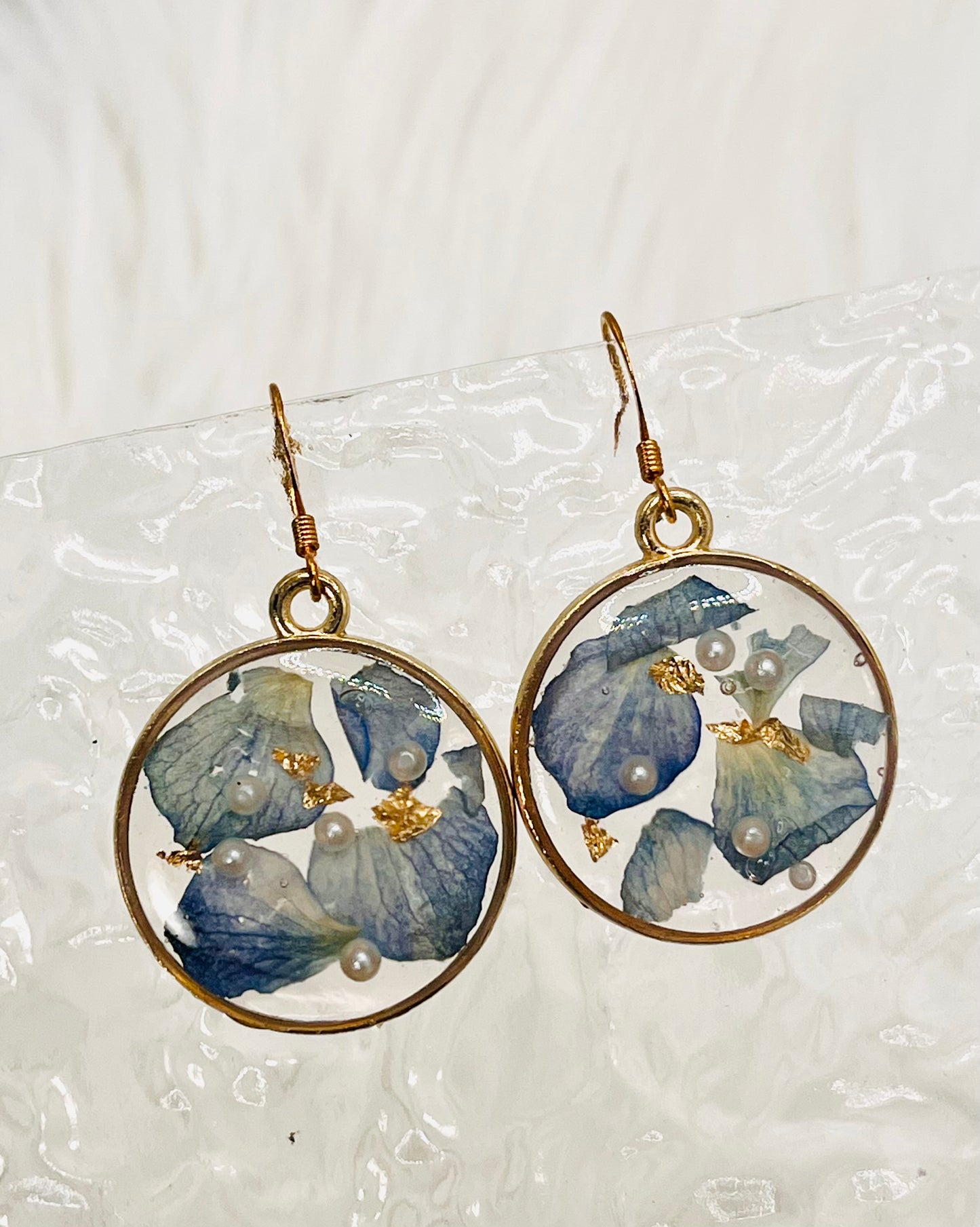 BLUE FLORAL DANGLES