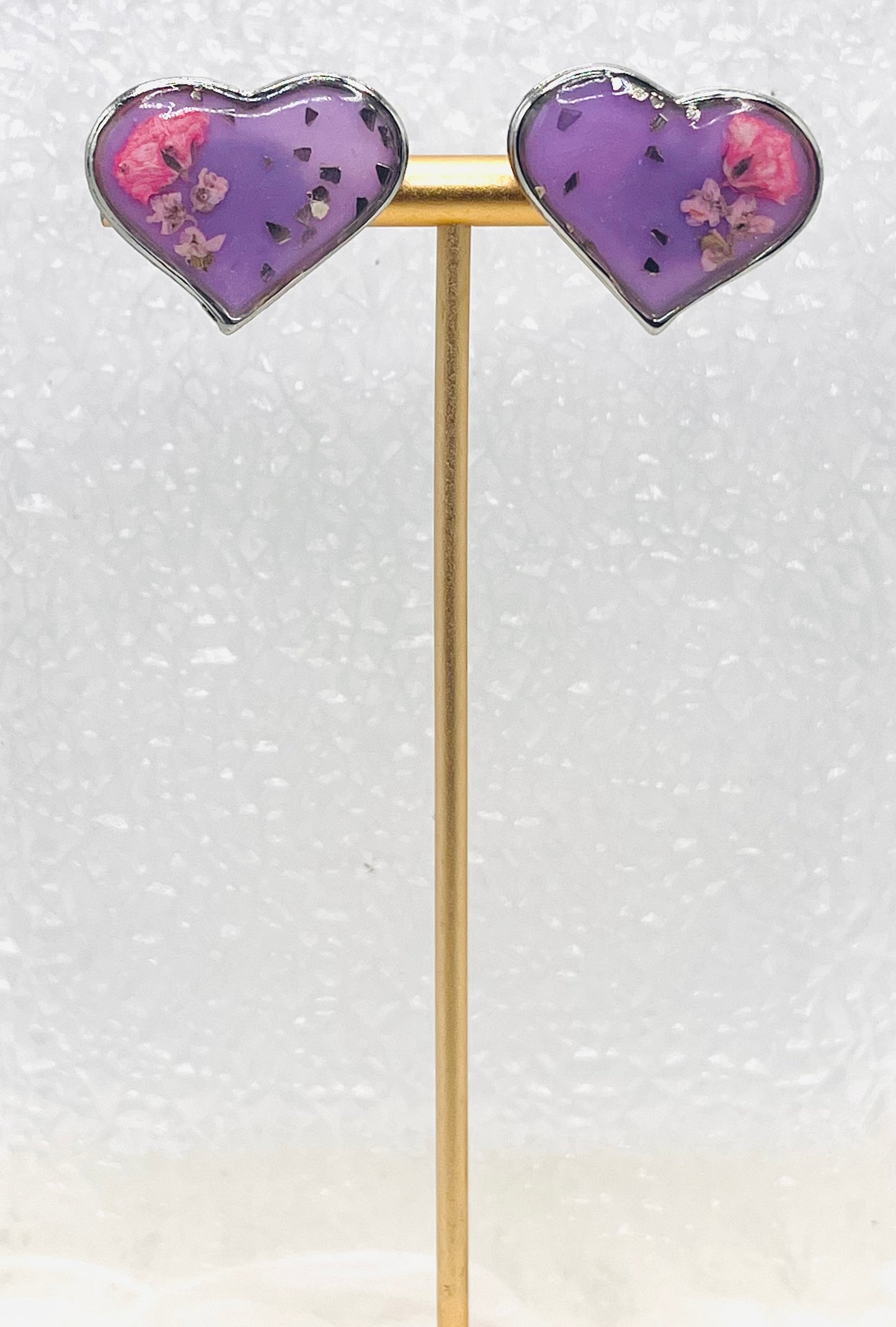 LARGE PURPLE FLORAL STUDS