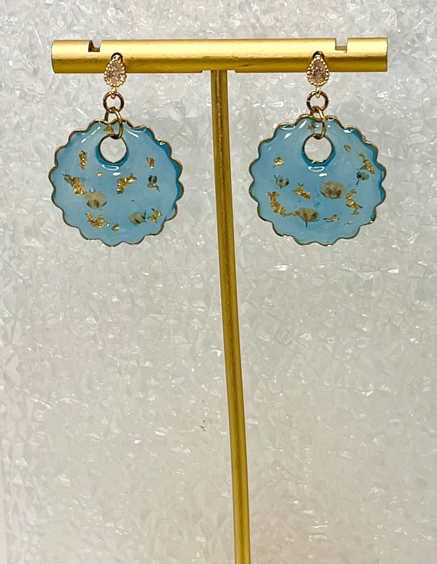 BLUE FLORAL DANGLES