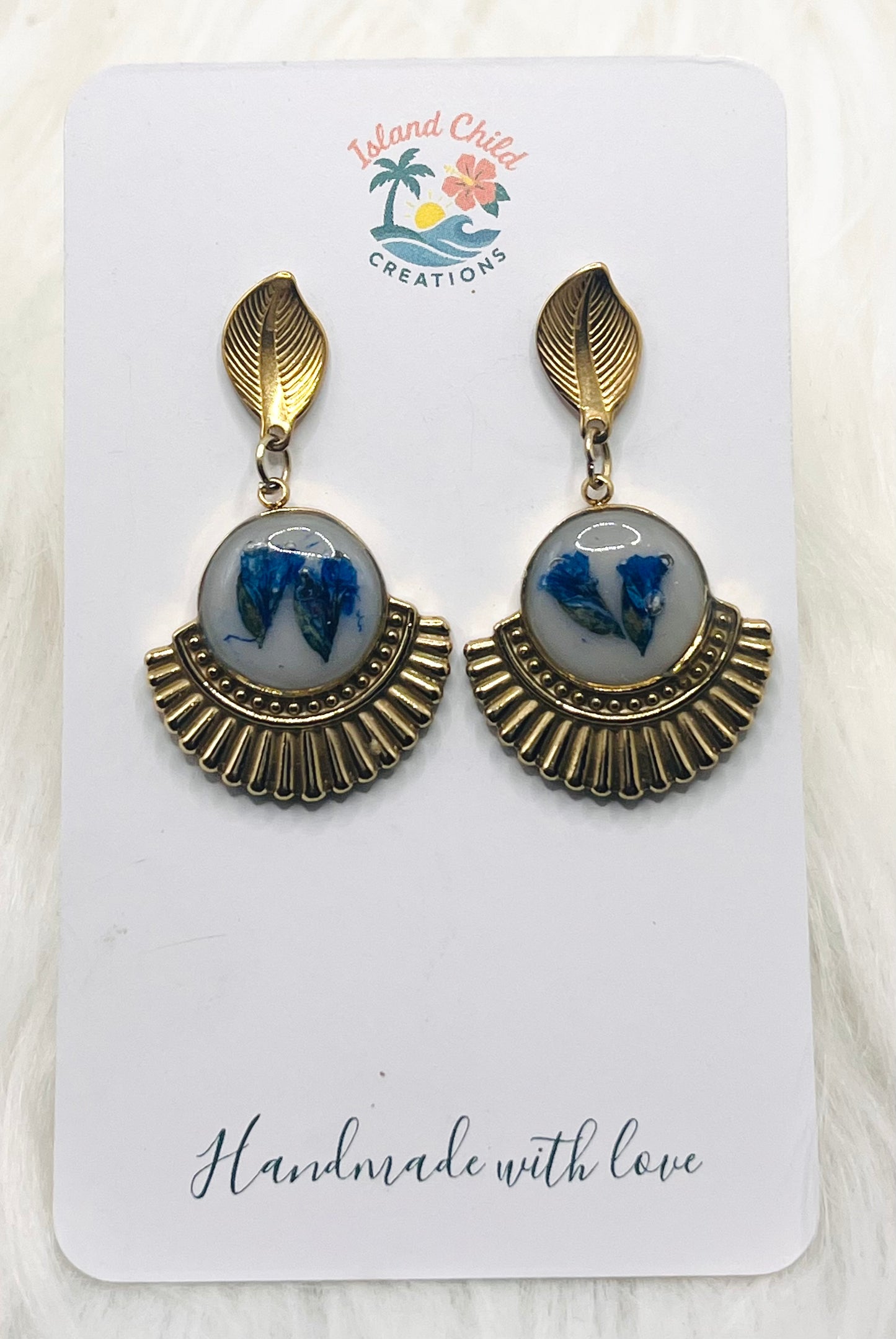 VINTAGE FAN-SHAPED FLORAL DANGLES