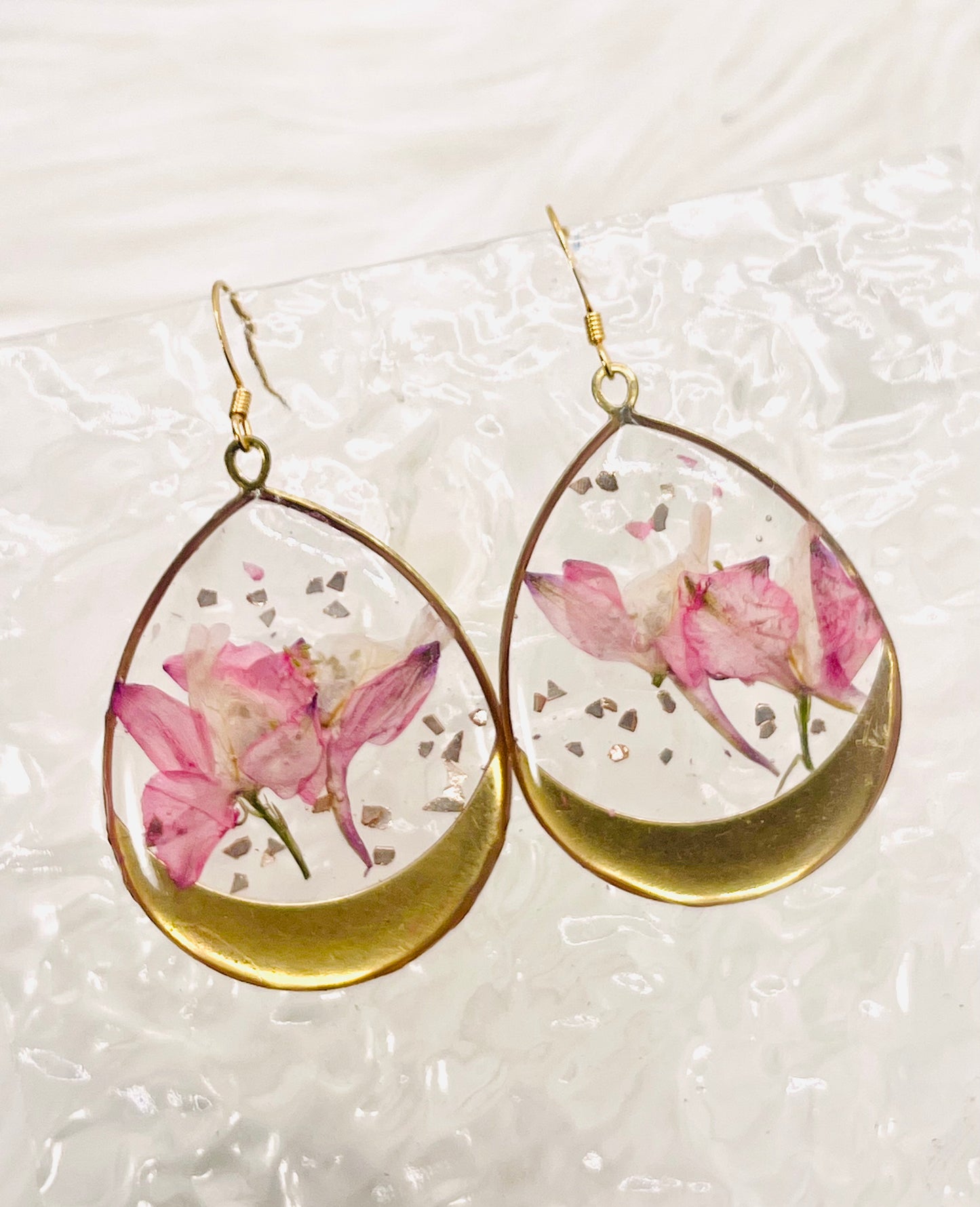 LARGE PINK FLORAL DANGLES