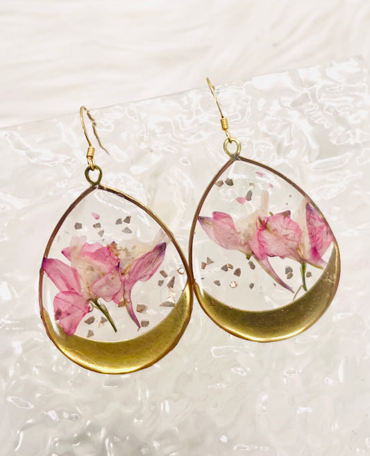 LARGE PINK FLORAL DANGLES