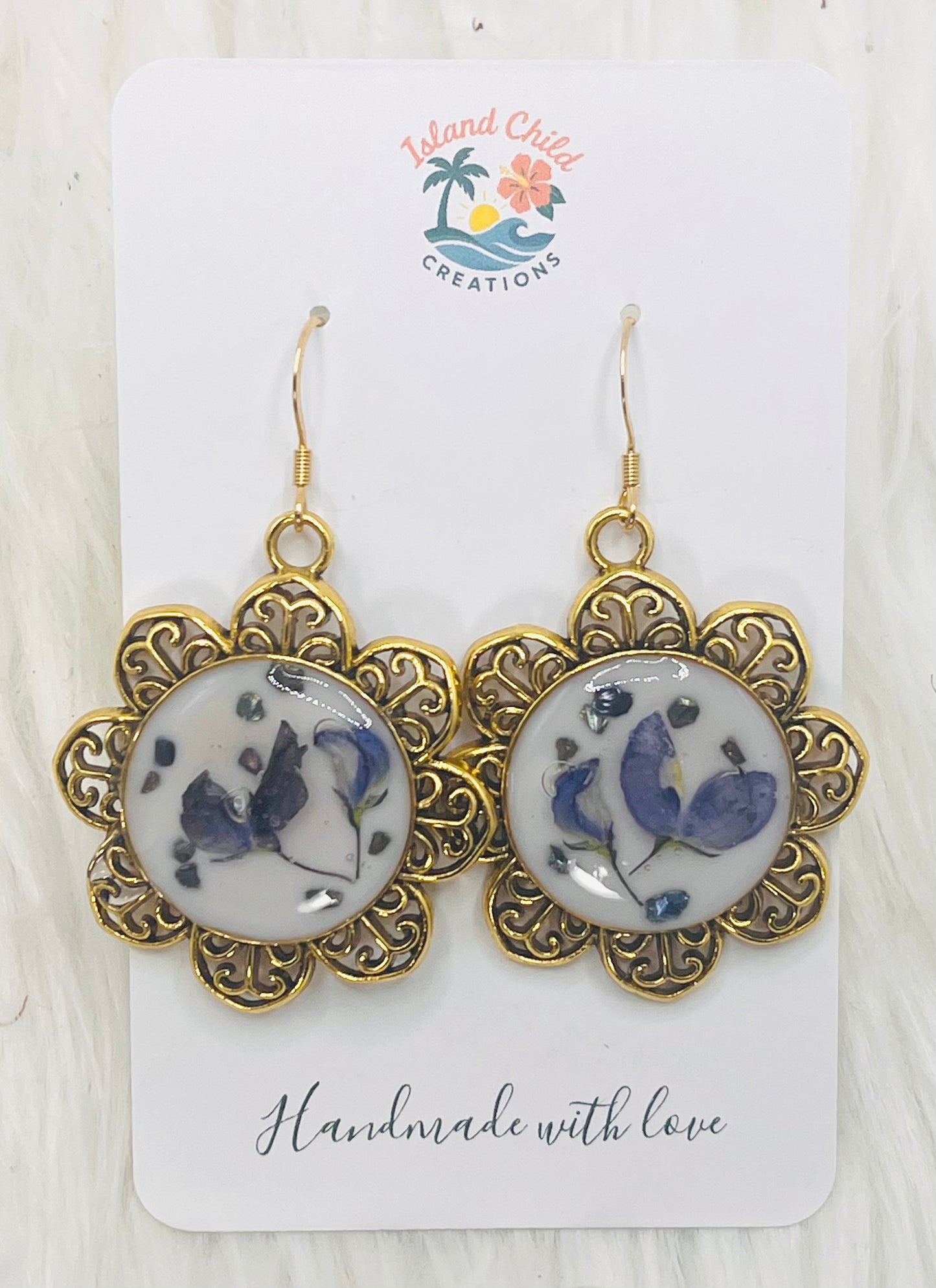 BLUEBONNET FLORAL FRAME DANGLES