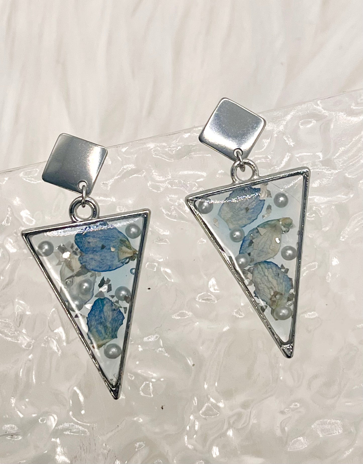 BLUE FLORAL DANGLES
