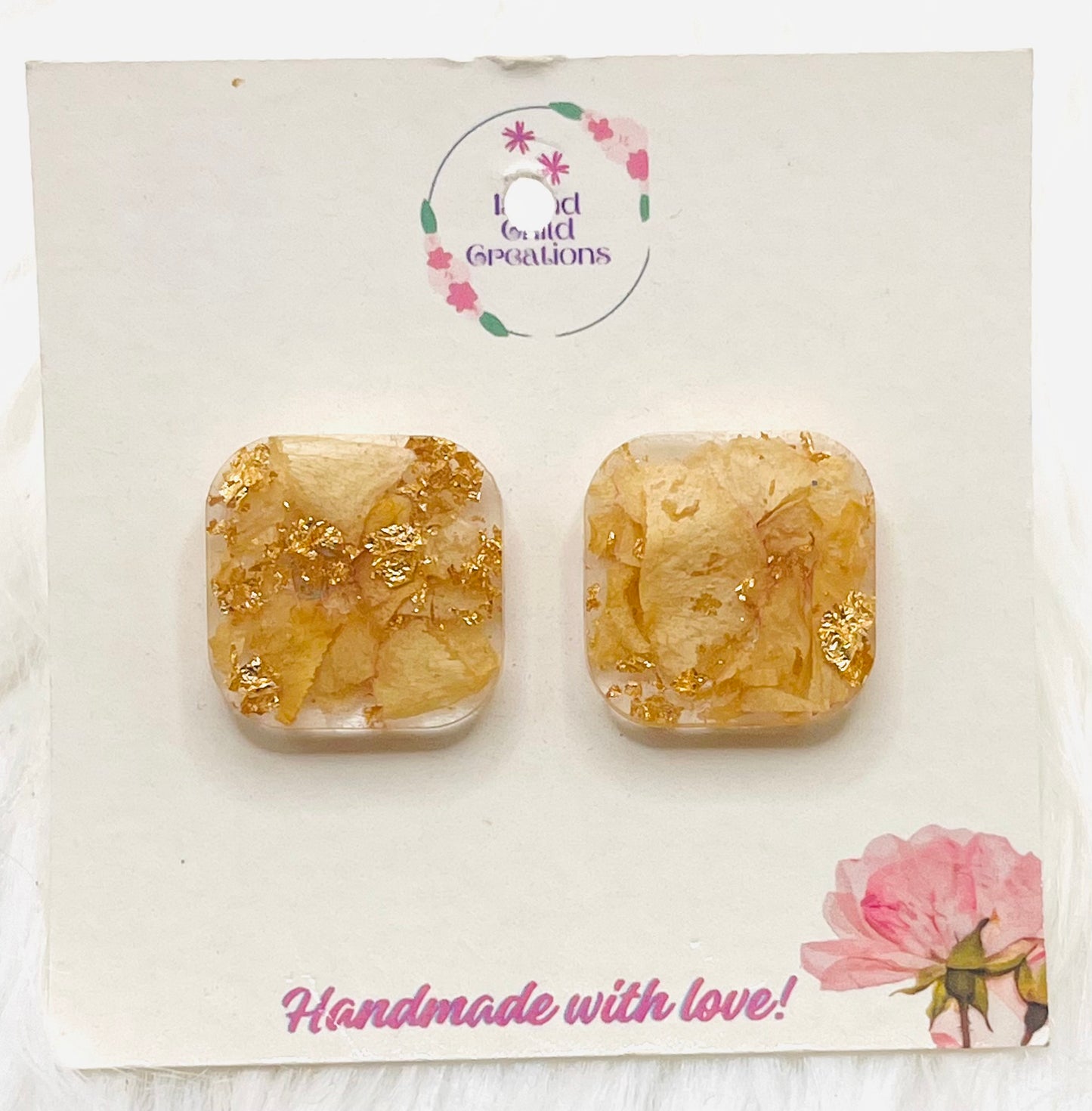 PALE ORANGE FLORAL STUDS