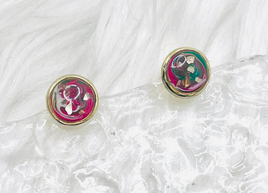 RED & GREEN SWIRL STUDS