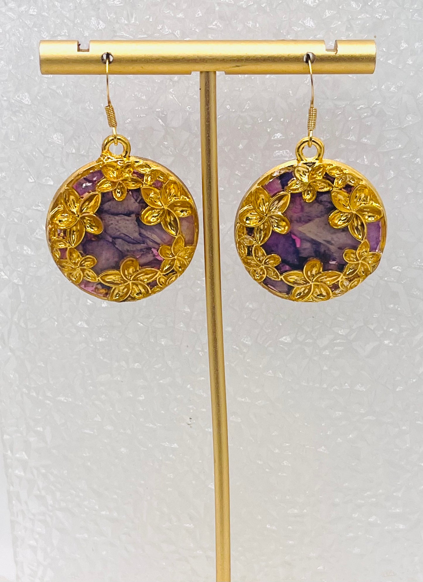INDIGO PURPLE FLORAL DANGLES