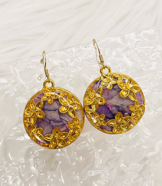 INDIGO PURPLE FLORAL DANGLES