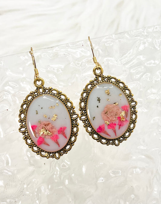 VINTAGE PINK FLORAL DANGLES