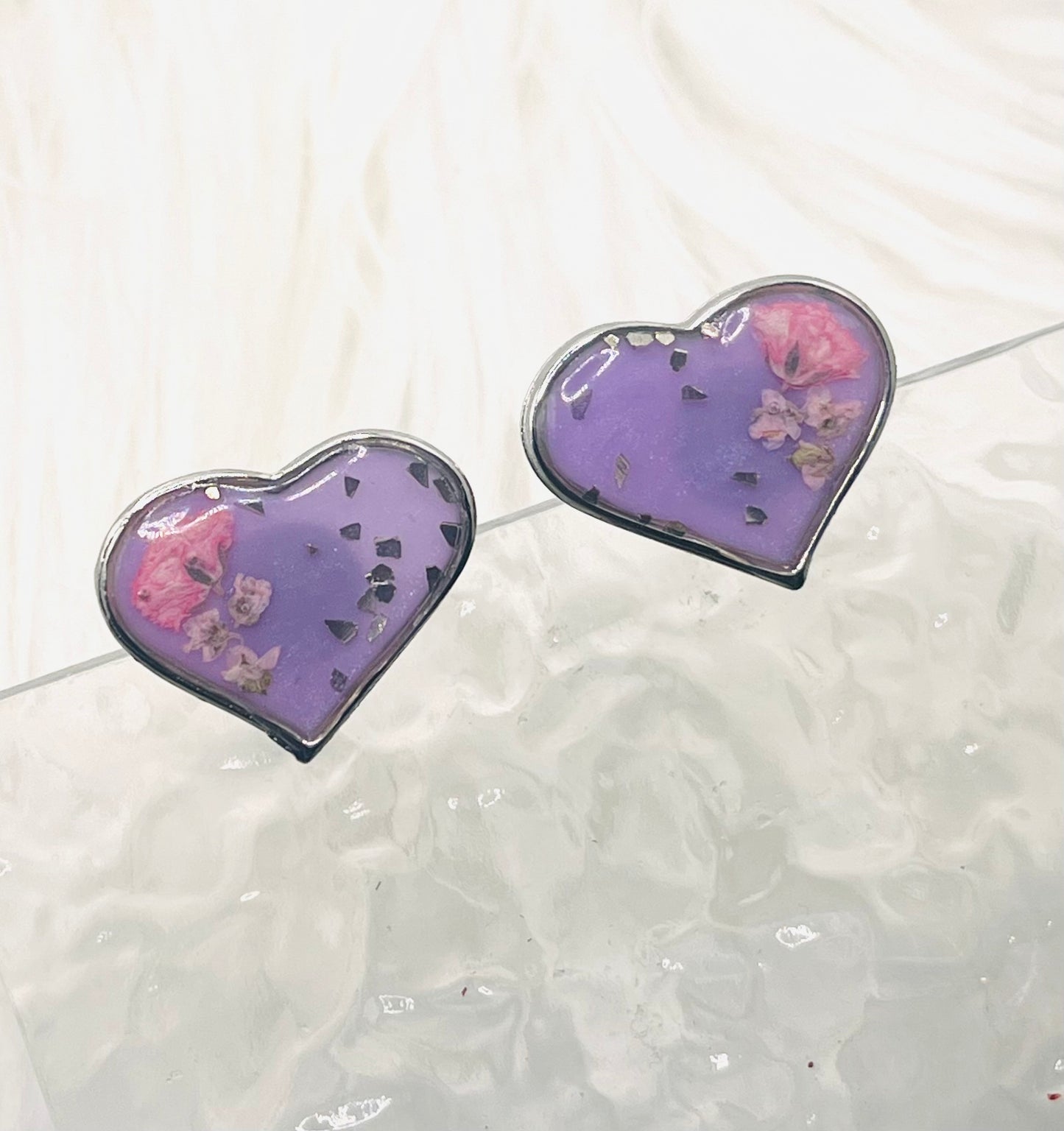 LARGE PURPLE FLORAL STUDS