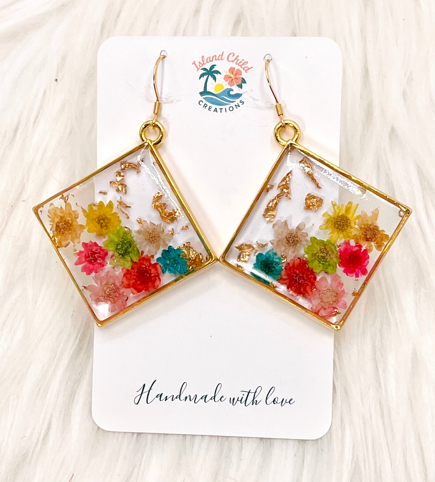 LARGE COLORFUL FLORAL DANGLES