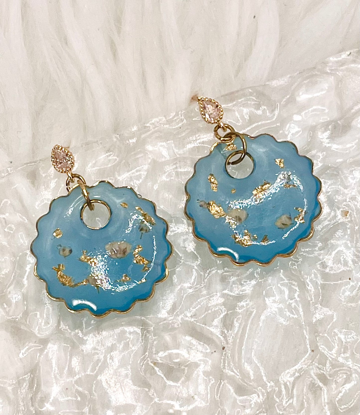 BLUE FLORAL DANGLES