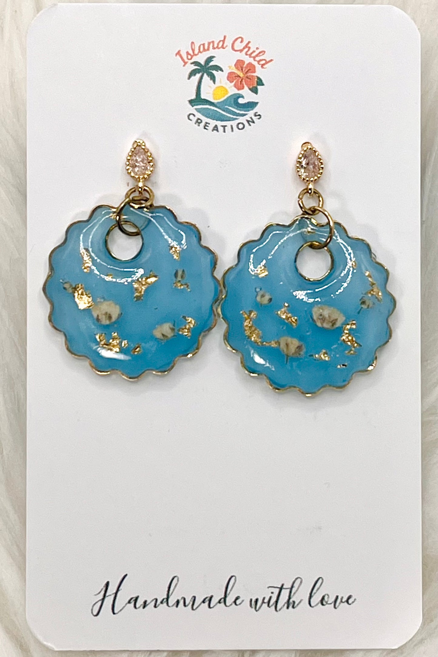 BLUE FLORAL DANGLES