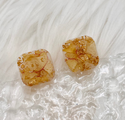 YELLOW & BURGUNDY FLORAL STUDS
